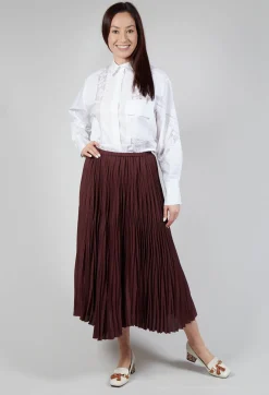 Beatrice B Skirts^Pleated Skirt in Cocoa