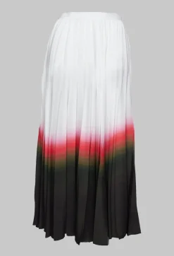 Beatrice B Skirts^Pleated Skirt in White Faded Dye Hem line