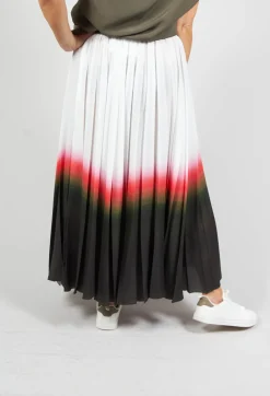 Beatrice B Skirts^Pleated Skirt in White Faded Dye Hem line