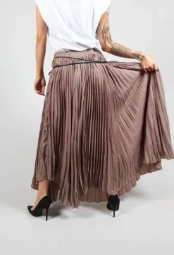 Nostra Santissima Skirts^Pleated Skirt with Asymmetric Hem in Brown