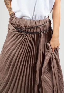 Nostra Santissima Skirts^Pleated Skirt with Asymmetric Hem in Brown