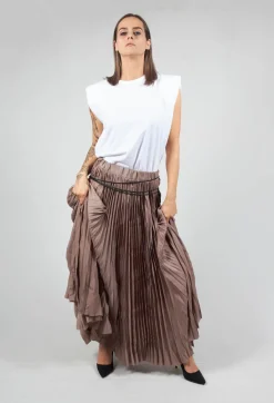 Nostra Santissima Skirts^Pleated Skirt with Asymmetric Hem in Brown
