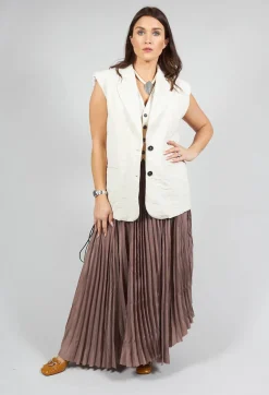Nostra Santissima Skirts^Pleated Skirt with Asymmetric Hem in Brown