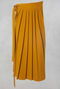 Niù Skirts^Pleated Skirt with Sash in Mustard