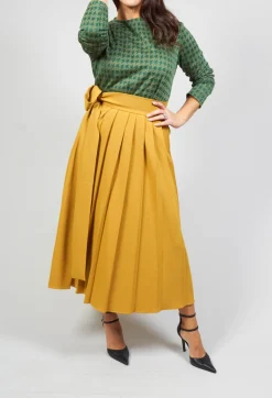 Niù Skirts^Pleated Skirt with Sash in Mustard
