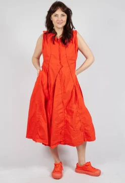 Rundholz Dip Dresses^Pleated Sleeveless Midi Dress in Mandarine
