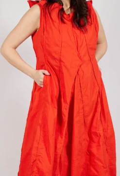 Rundholz Dip Dresses^Pleated Sleeveless Midi Dress in Mandarine