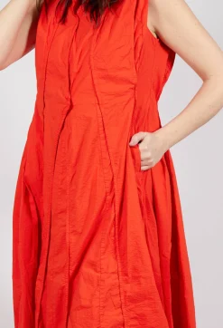 Rundholz Dip Dresses^Pleated Sleeveless Midi Dress in Mandarine