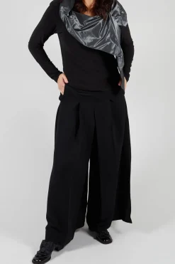 Malloni Trousers^Pleated Wide Leg Pants in Lalabel Nero