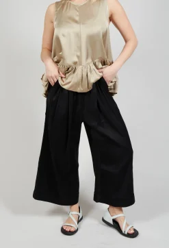 Les Filles d'Ailleurs Trousers^Pleated Wide Leg Trousers in Black
