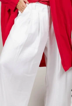 Les Filles d'Ailleurs Trousers^Pleated Wide Leg Trousers in White