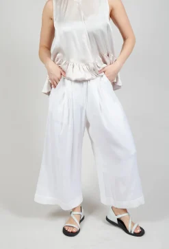 Les Filles d'Ailleurs Trousers^Pleated Wide Leg Trousers in White