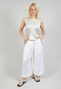 Les Filles d'Ailleurs Trousers^Pleated Wide Leg Trousers in White