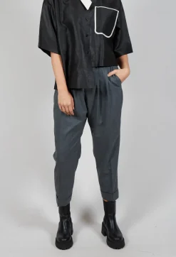 SOH Trousers^Pleated Wool Trousers in Grey Blue