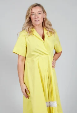 Beatrice B Dresses^Pleats & Lace Dress in Sunflower