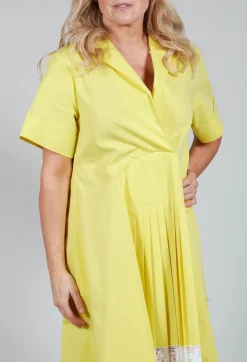 Beatrice B Dresses^Pleats & Lace Dress in Sunflower