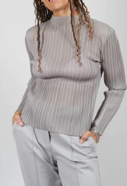 Mei Meij Shirts & Blouses^Plisse Longsleeve Top in Perla