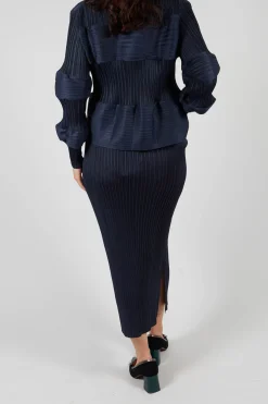 Mei Meij Skirts^Plisse Pencil Skirt in Blue Nights