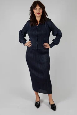 Mei Meij Skirts^Plisse Pencil Skirt in Blue Nights