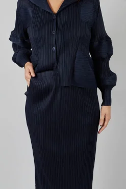 Mei Meij Skirts^Plisse Pencil Skirt in Blue Nights