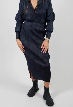 Mei Meij Skirts^Plisse Pencil Skirt in Blue Nights