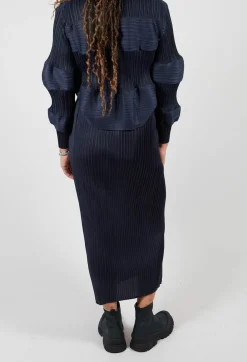 Mei Meij Skirts^Plisse Pencil Skirt in Blue Nights