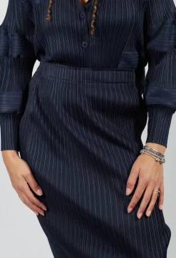 Mei Meij Skirts^Plisse Pencil Skirt in Blue Nights