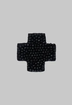 Pluslavie Brooches^Plus Shape Beaded Accessory Patch in Black
