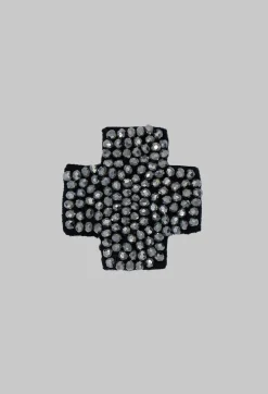 Pluslavie Brooches^Plus Shape Beaded Accessory Patch in Silver