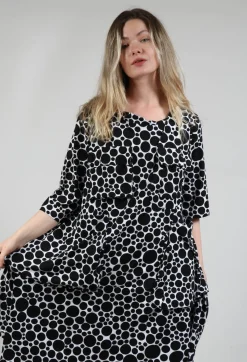 Bread and Butter Dresses^Pocket Dress in White with Black Pois