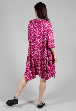 Bread and Butter Dresses^Pocket Dress in White with Lilac with Fuschia Pois