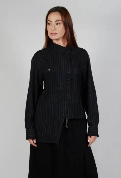 SOH Shirts & Blouses^Point Collar Shirt in Black Stripe