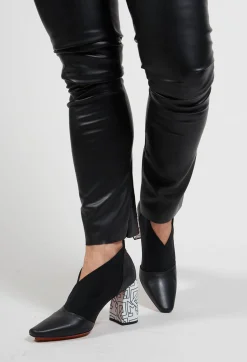Malloni Heels|Boots^Pointed Heeled Ankle Boots in Pamlos / Ludlamite Black