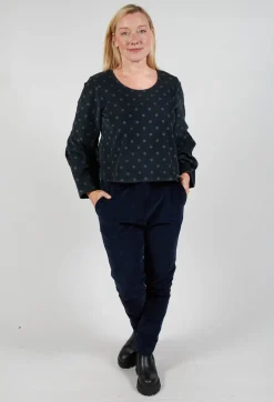 Blueberry Tops^Polkadot Needlecord Puffed Sleeve Top in Black