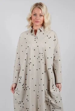 Apuntob Dresses^Polkadot Shirt Dress in Sand
