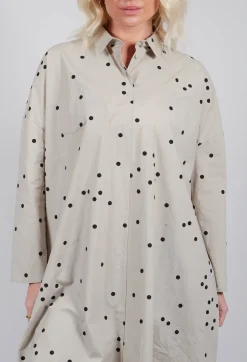 Apuntob Dresses^Polkadot Shirt Dress in Sand