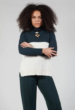 Beatrice B Knitwear^Polo Neck in Peacock Green