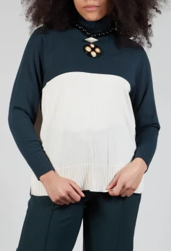 Beatrice B Knitwear^Polo Neck in Peacock Green