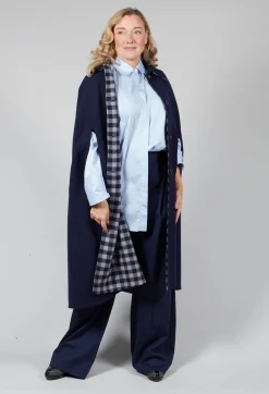 Maliparmi Coats^Poncho Coat in Blu Profondo