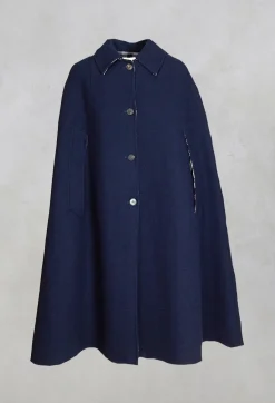 Maliparmi Coats^Poncho Coat in Blu Profondo