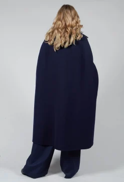 Maliparmi Coats^Poncho Coat in Blu Profondo