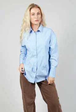Maliparmi Shirts & Blouses^Poplin Shirt in Azzurro / Bianco