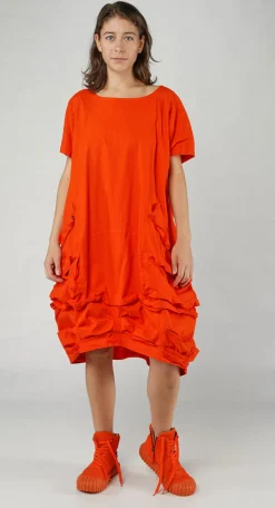 Rundholz Dip Dresses^PRE-ORDER -  Balloon-Shaped Midi Dress with Folded Fabric Detailing in Semi Bleach (Pictured in Mandarine)