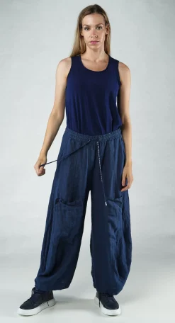 Rundholz Black Label Trousers^PRE-ORDER - Cargo Linen Trousers in Navy