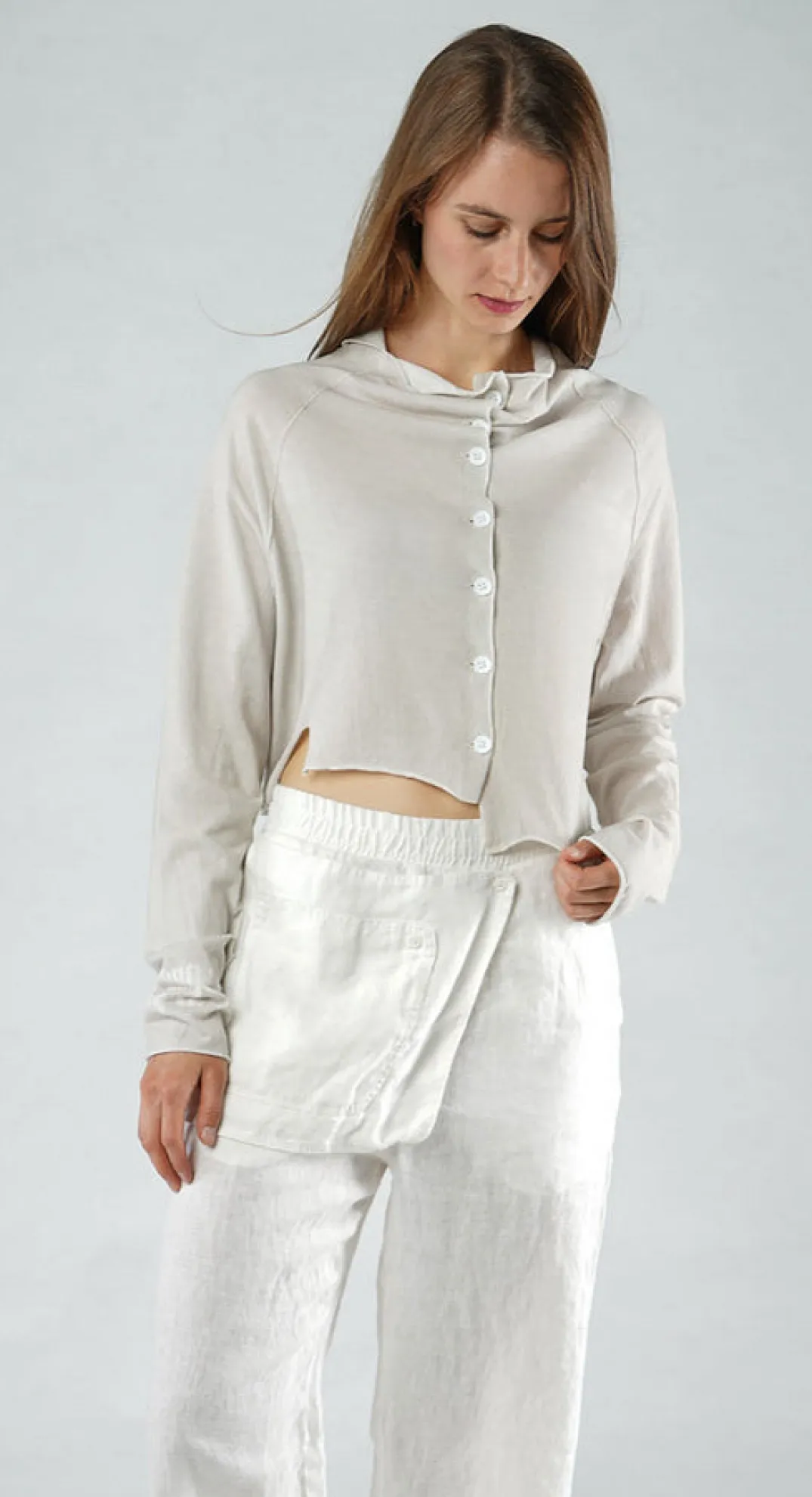 Rundholz Black Label Cardigans^PRE-ORDER - Cropped Cardigan in Black Print (Pictured in Light Grey Print)