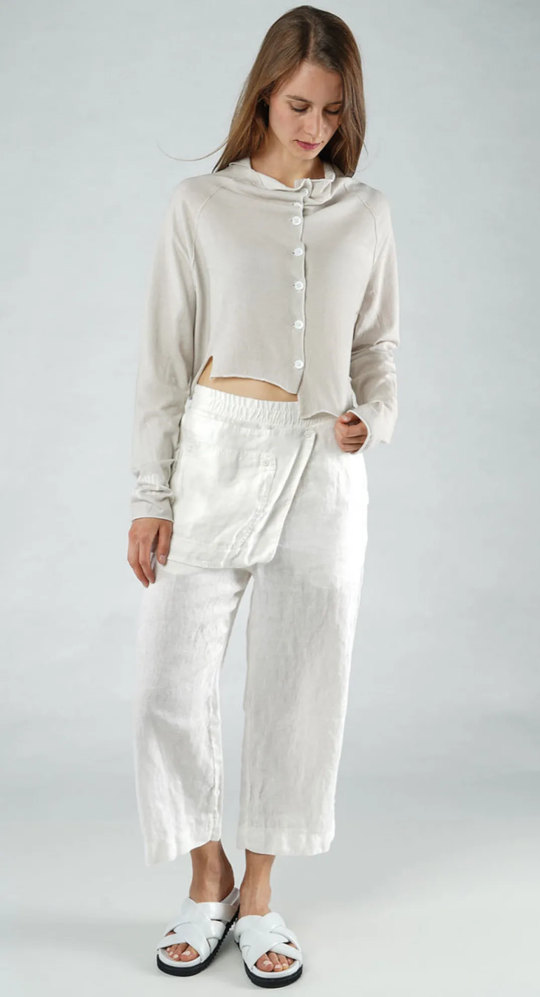 Rundholz Black Label Cardigans^PRE-ORDER - Cropped Cardigan in Navy Print (Pictured in Light Grey Print)