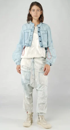 Rundholz Dip Jackets^PRE-ORDER - Cropped Lightweight Utility Jacket in Bleachwash (Pictured in Semibleach)