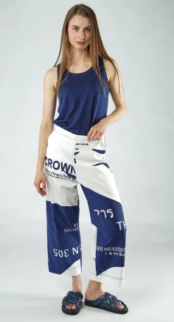 Rundholz Black Label Trousers^PRE-ORDER - Cropped Pull On Wide Leg Trousers in Grey Print (Pictured in Navy Print)