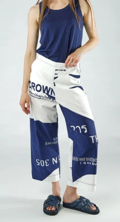 Rundholz Black Label Trousers^PRE-ORDER - Cropped Pull On Wide Leg Trousers in Black Print (Pictured in Navy Print)