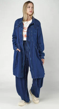 Rundholz Dip Coats^PRE-ORDER - Denim Trench Coat in Mandarine Dye (Pictured in Stonewash)